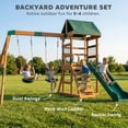 thumbnail image 4 of Qaba Wood Swing Set, Outdoor Playset with Slide, 2 Swings and Rock Wall, 4 of 10