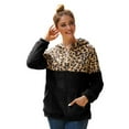 thumbnail image 2 of Shadoumai Leopard Print Hoodie For Women 1/4 Zipper Collar Top Double Sided Fleece Warm Jacket With Pockets Plus Size Clothes, 2 of 9