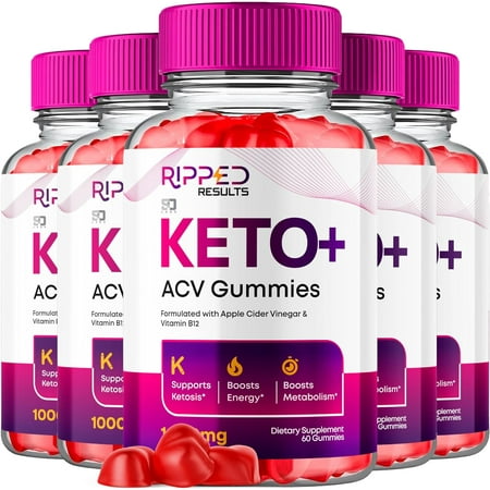 (5 Pack) Ripped Results Keto Gummies- Apple Cider Vinegar Supplement for Energy & Focus - Dietary Supplement Gummies with Apple Cider Vinegar Folate Vitamin B12 B6 Beet Root (300 Gummies)
