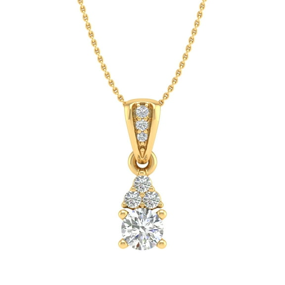 1/4 Carat Diamond Solitaire Pendant Necklace in 14K Yellow Gold (Silver Chain Included) (I1-I2 Clarity)