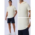 thumbnail image 5 of DARING DIVA Men's Casual Short Sleeve Pullover Drawstring Hooded T-Shirt M Beige, 5 of 6