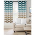 thumbnail image 2 of Teal Brown Ombre Blackout Curtains, Light Blocking Print Window Curtains, Modern Gradient White Geometric Thermal Insulated Window Drapes for Living Room Kitchen Cafe 2 Panels, 55"W x 39"L, 2 of 9
