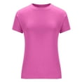thumbnail image 5 of AherBiu Summer Tops for Women Stretch Slim Fitted Short Sleeve Crewneck Basic Comfy Undershirt Tees, 5 of 7