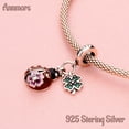 thumbnail image 2 of 925 Sterlinig Silver Ladybug Lucky Clover Dangle Charm for Women Bracelet Necklace Pendant, 2 of 7