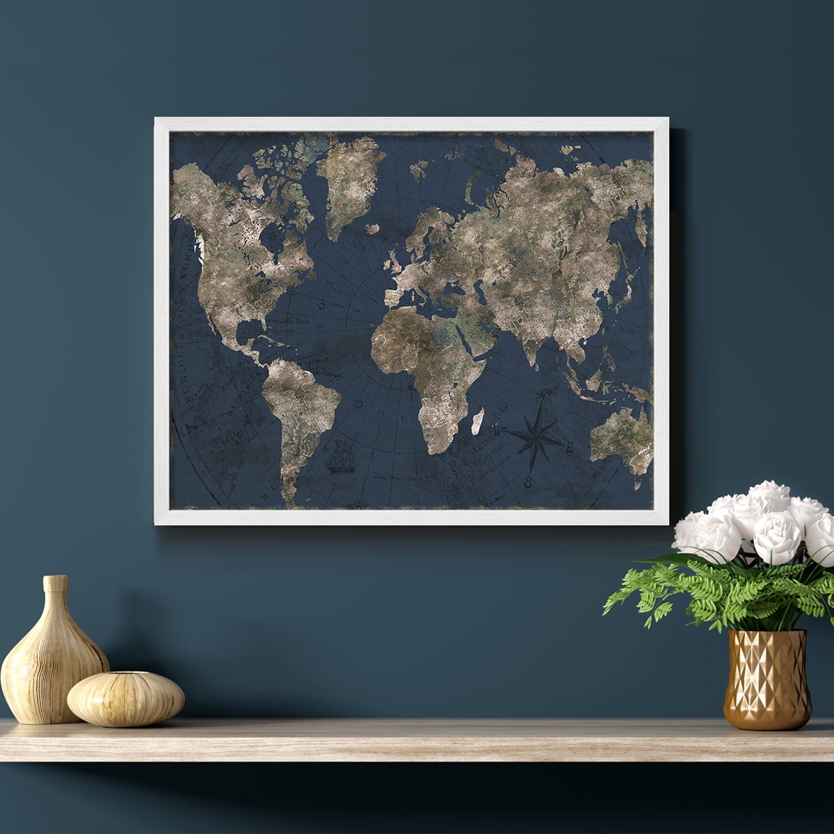 Navy Atlas by CAD Designs - Restickable Framed Giclée Print