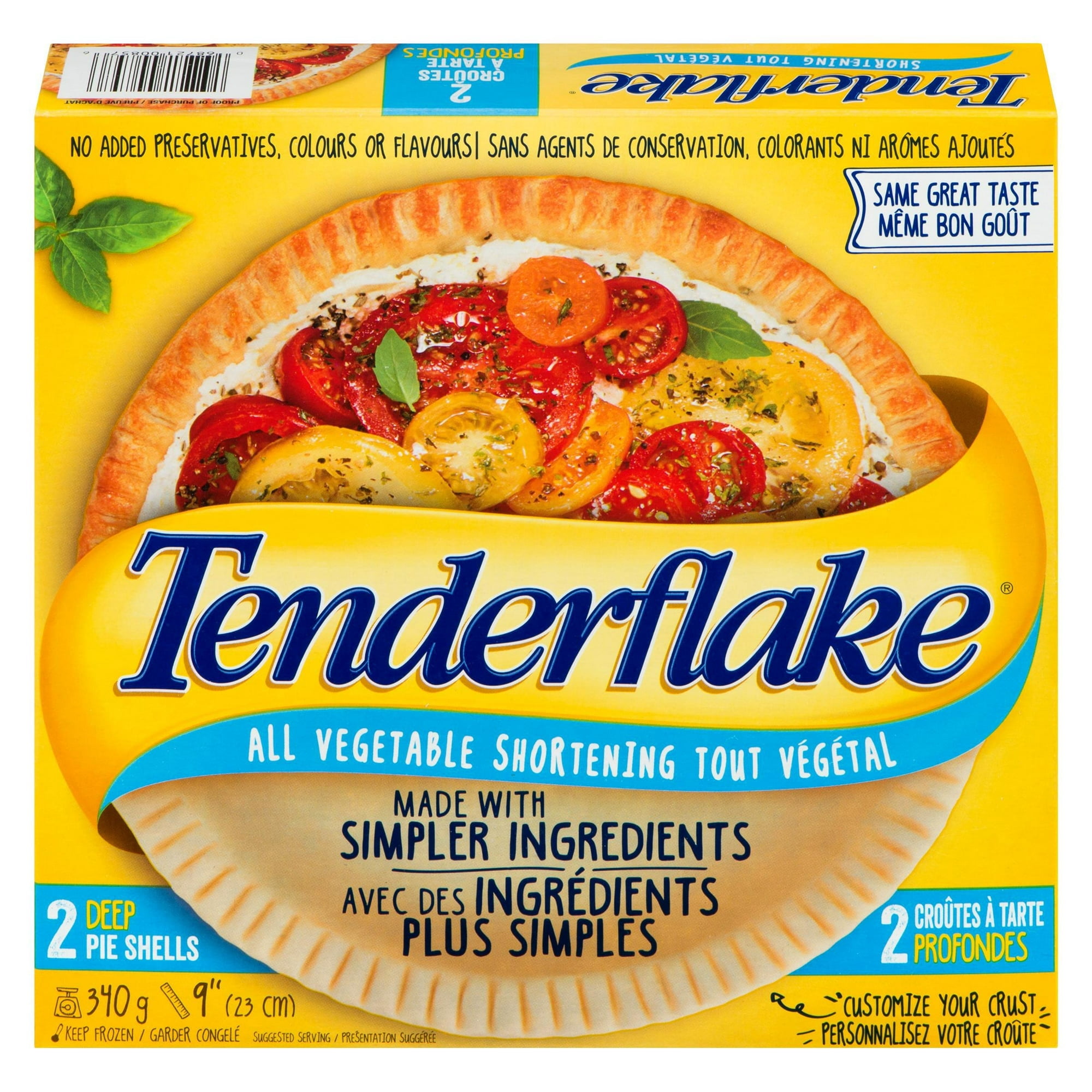 Tenderflake Tenderflake All Vegetable 2 Deep Dish Pie Shell Flakiest Pastry, 340 g ...
