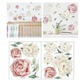 thumbnail image 3 of 2 hojas de pegatinas de pared de flores de peonía para decoración de fondo de dormitorio de niñas Rosa oscuro, 3 of 7
