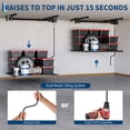 thumbnail image 3 of Garvee Overhead Garage Storage Rack, Heavy Duty Adjustable 4x4 ft Ceiling Mounted Storage Racks, 250 Lb Capacity Overhead Garage Storage Rack with Manual Safety Lock for Garage Ceiling Storage, 3 of 7