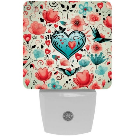 

Valentine s Day Love LED Square Night Light - Compact and Energy Efficient Illumination for Bedrooms and Bathrooms - Plug-in Wall Lamp with Auto Sensor