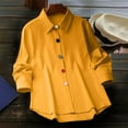 thumbnail image 3 of Womens Fall Clothes, Long Sleeve Shirts for Women Casual Loose Fit Solid Color Lapel Button Down Dressy Blouses, 3 of 6