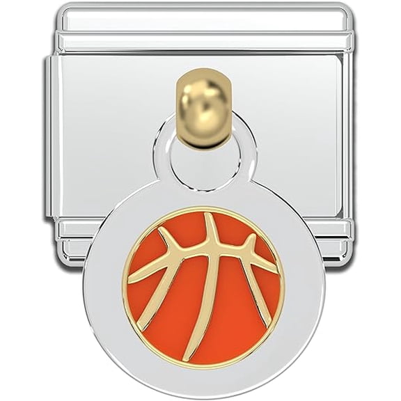 Fablinks Italian Bracelet Charms, 9mm Stainless Steel Charm Link for Women, Modular Jewelry Links for Men (Basketball)