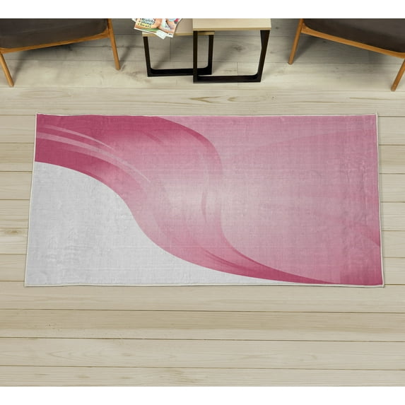 Contemporary Decorative Rug, Spiraling Stripes with Monochrome Tones Modern Art Inspirations Abstract, Quality Carpet for Bedroom Dorm and Living Room, 6 Sizes, Pale Pink, by Ambesonne
