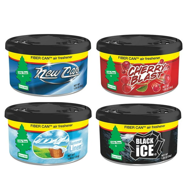 4 Pack Little Trees Fiber Can Air Freshener Black Ice Scent New Car