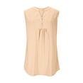 thumbnail image 4 of Womens Cotton Linen Tank Tops, Sleeveless Shirts for Women Summer Casual Vintage Solid Color Ruched Button Up V Neck Dressy Blouses, 4 of 6