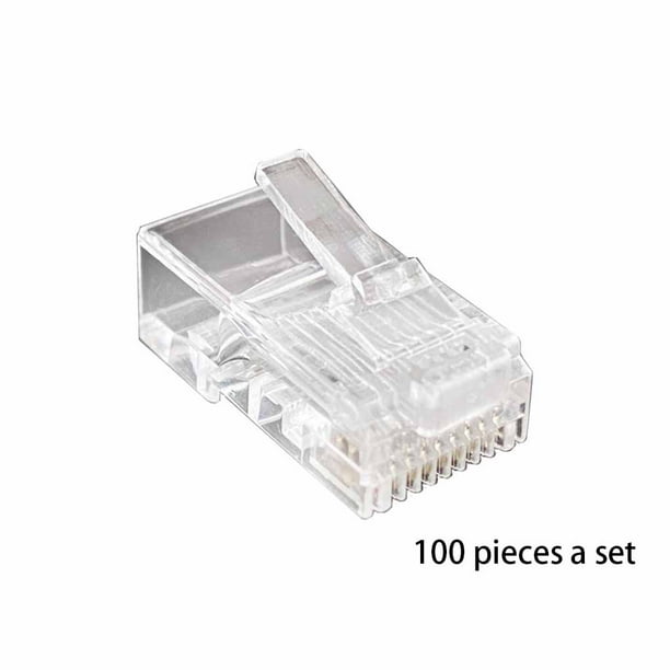 Cateissary Conector Modular de Cable de Internet para el hogar y la escuela, conectores de red de paso transparente, accesorios, piezas de repuesto Cables de computadora 100 piezas