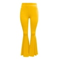 thumbnail image 6 of YDFCWXW Women's Stretchy Wide Leg High Waist Bell Bottom Flare Yoga Pants (Yellow, M), 6 of 6