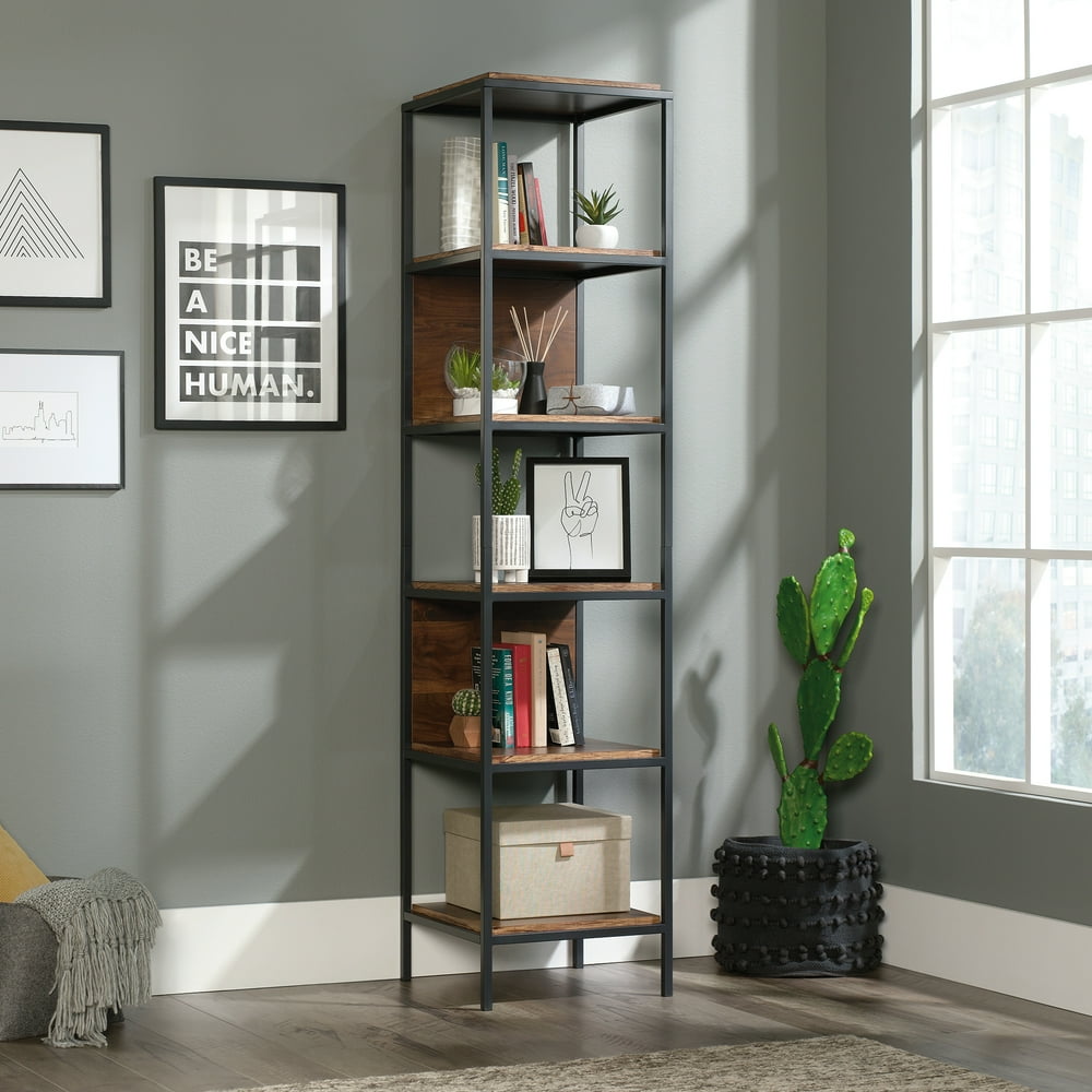 Sauder Nova Loft Metal & Wood 5Shelf Square Tall Tower Bookcase, Grand