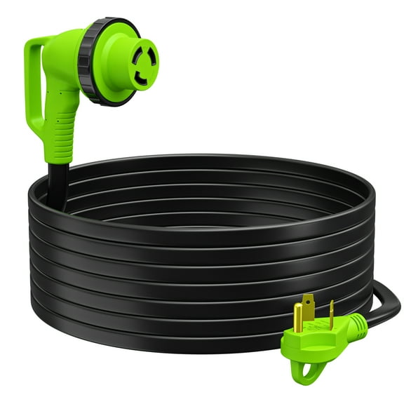 Leisure Cords 90 Degree 25FT Power Extension Cord with 30 AMP Male Standard / 30 AMP Female 90 Degree Locking Adapter (30 Amp - 25 Foot)