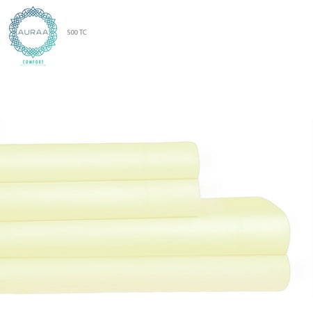 Auraa Comfort 500 TC 100% Long Staple Cotton 4 PC Full Sheet (Best 100 Cotton Bed Sheets)
