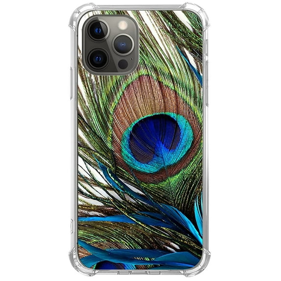 Peacock Feather Case Compatible with iPhone 13 Pro Max,Unique Trendy Design TPU Bumper Cover Case