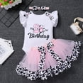 thumbnail image 3 of IDOPIP Ladybug Cow Bee 1st Birthday Outfit for Baby Girls Flutter Sleeves Romper Tutu Skirt Headband, 3 of 9