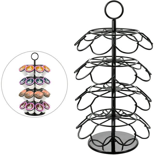 Estbridge 4-Tier K-Cup Holder Compatible with 36 K-Cups Pods Coffee Pod Carousel Coffee Bar Accessories Coffee Pod Storage Stand Detachable Organizer for Countertop Spins 360-Degrees