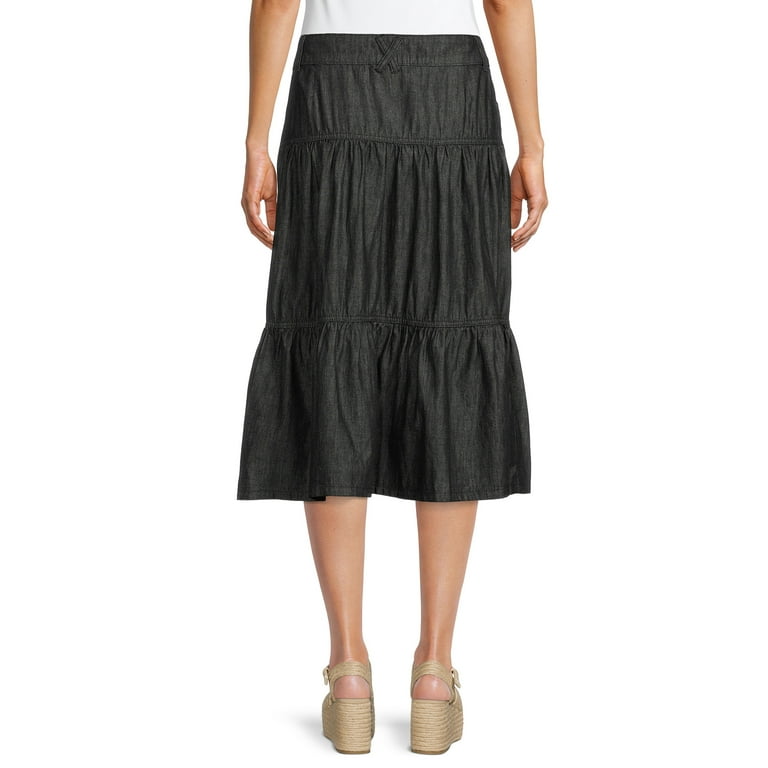 Tiered denim cheap skirt