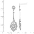 thumbnail image 2 of 14k White Gold Dangle Post Sparkle Cut Filigre Earrings Measures 42x13mm Wide - Dangle Earring for Women, 2 of 2