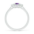 thumbnail image 2 of ANGARA Natural Classic Round Amethyst and Diamond Three Stone Ring in 925 Sterling Silver for Women (Size-4mm) | February Birthstone, Anniversary, Jewelry Gift for Women | Natural Amethyst Ring, 2 of 9