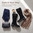 thumbnail image 2 of BLISSFUL STEP Women's Over Knee Thick Platform Shoes Side Zipper Winter Thigh High Boots Black 5, 2 of 5