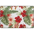 thumbnail image 4 of SKYSONIC 36x24in Flos Hibisci Flower Palm Area Rug, White Tropical Non-Slip Floor Carpet for Indoor Living Dining Room Bedroom, 4 of 7