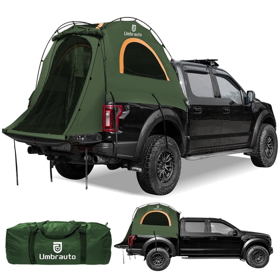 Truck Bed Tent 6.4' ~ 6.7', Upgrade Quick Setup Truck Tent for Camping, 3000mm Waterproof Pickup Truck Tent for 2 Person, Ford, GMC, Toyota, Chevy, Dodge, Nissan,Green