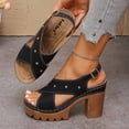 thumbnail image 5 of Women's Block Heel Platform Sandals Peep Toe Crisscross Strap Casual Summer Shoes with Adjustable Buckle Studded Detail Non Slip Comfortable High Heel Sandals for Women, 5 of 10