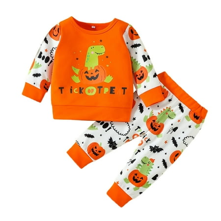 

SYNPOS Newborn Baby Boys Dinosaur Graphic Sweatshirt Pants 2PCS Sports Outfits