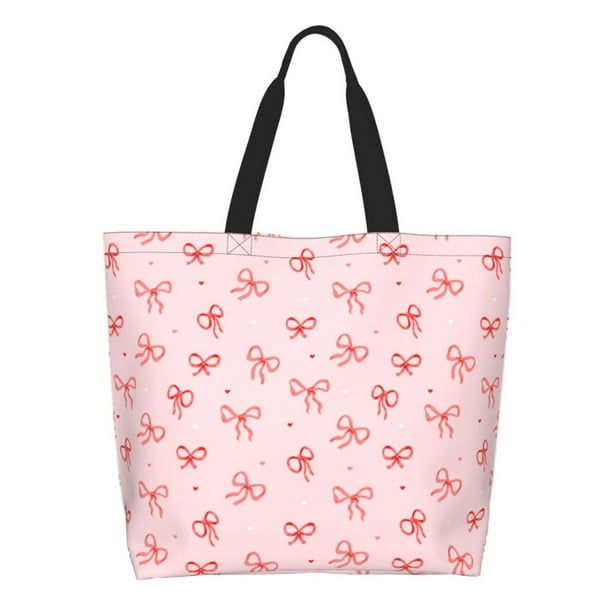 Balery Pink Bows1 Bolsa Tote Estilo Estético con Cremalleras, Bolsa de Hombro, Bolsa de Compras Grande y Plegable