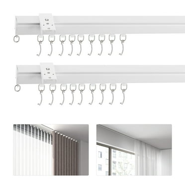 3ft - 6ft Scalable Ceiling Mount Curtain Track Kit Aluminum with Hooks, Small Size for Space Wide