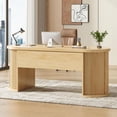 thumbnail image 2 of Modern Executive Desk with 2 Drawers, 58.3" x 21.7" Fluted Computer Desk with 2 Sliding Doors Storage, Home Office Desk, 2 of 7