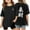 Black, variant on Lai Cai Letter Graphic Short Sleeve T Shirts for Children Girls Kids Summer Loose Fit Tops Casual Crewneck Tees 3-14 Years