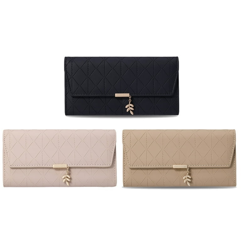 Laidan Women Leather Long Wallet Large Capacity Money Pocket Purse Black Women s