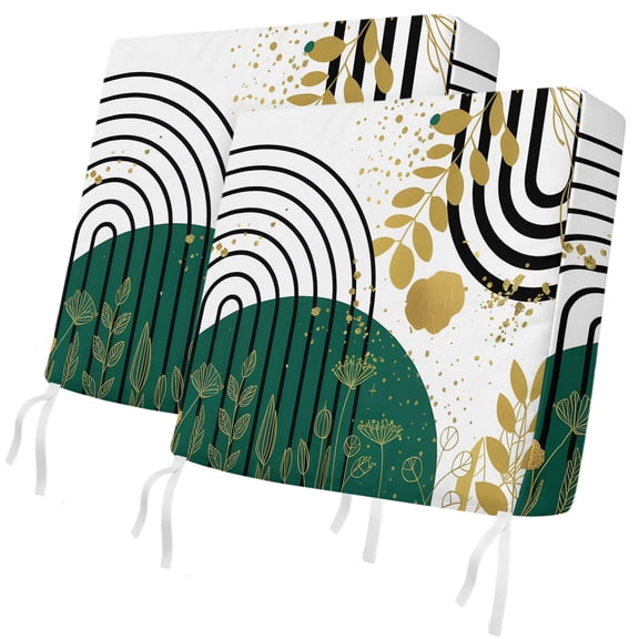 Outdoor Patio Cushion Covers 2 Pack Mid Century Modern Patio Chair Cushion Covers with Ties and Zipper Abstract Leaves Waterproof Outdoor Seat Cushion Covers for Patio Furniture 24"x24"
