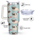 thumbnail image 3 of 40 oz Pug Tumbler with handl, Straw, Dog Travel Mug Water Bottle, Stainless Steel Insulated Cup with Lid and Straw, Birthday Christmas Gifts, 3 of 6