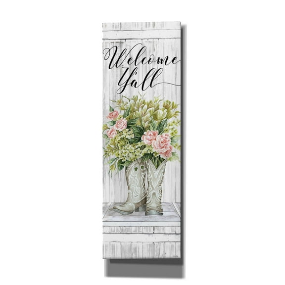 Epic Graffiti 'Welcome Y'all Cowboy Boots' by Cindy Jacobs, Canvas Wall Art, 12"x36"