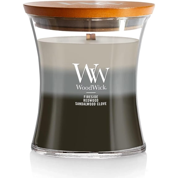 Warm Woods Trilogy Holiday Candle Gifts for Women and Men, 9.7 oz Medium Hourglass Trilogy Candle with Crackling Wick