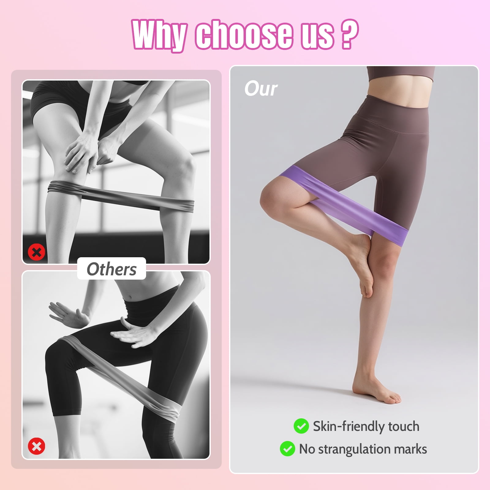 Lockways Resistance Bands Loop Set of 6 Exercise Bands Non-Slip Resistance Bands for Fitness Physical Pilates Yoga with Carry Bags
