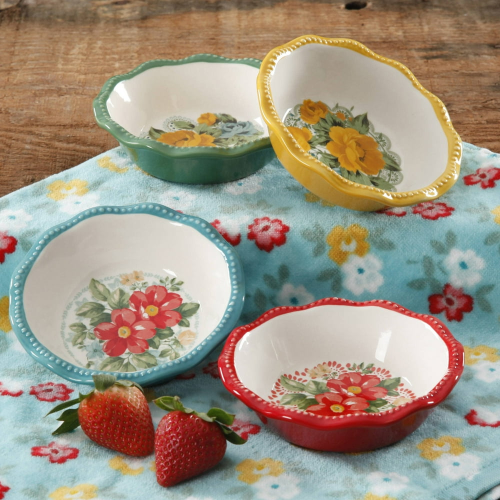 The Pioneer Woman Vintage Floral 5" Mini Pie Plates, Set of 4