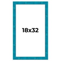 18x32 Frame Blue Teal Burl Wood Picture Frame | 1.75 Inch Moulding Width | Interior Frame Depth 0.5