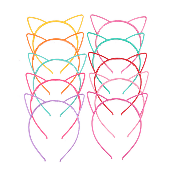 RAGUPEL 10 Pcs Cat Bow Hairbands,Non-irritating and Playful Cat Ears Headband,Lightweight and Long-Lasting Wear Girls Hair Accessories,Multicolor