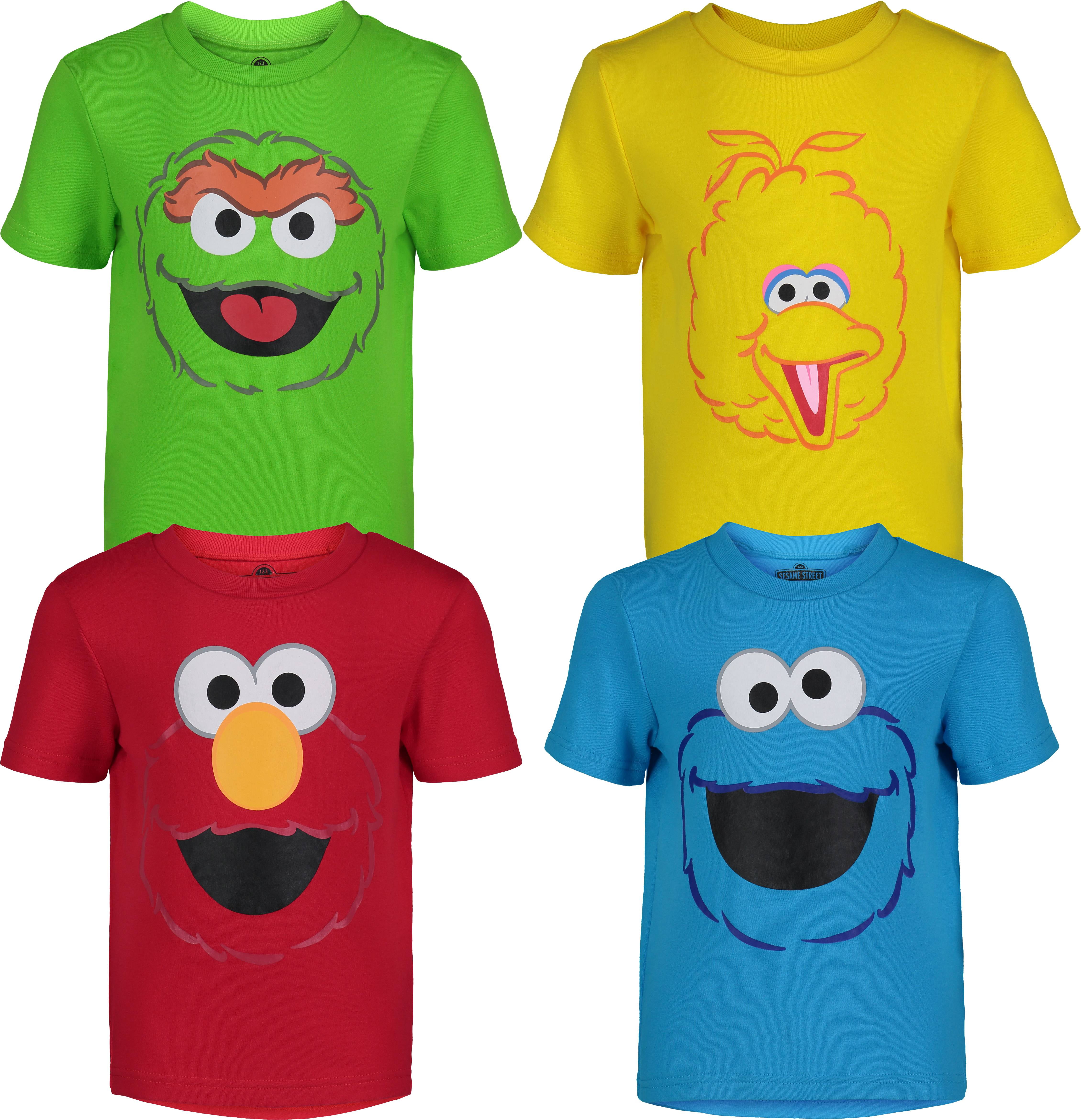 Sesame Street Toddler Boy Girl 4 Pack TShirts Elmo Oscar Big Bird