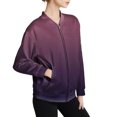 thumbnail image 6 of Women's Gradient Color Casual Windbreaker with Zippered Sleeve Pockets, Lightweight Soft Fabric Jacket for Daily Wear, Comfortable Outdoor Zipper Coat with Fashionable Ombre Design Purple M, 6 of 7