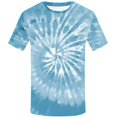 thumbnail image 1 of Prolriy Hauts d'Été pour Femmes 2025 T-Shirt à Manches Courtes Col Rond Imprimé Teinture sur Nœuds Bleu Ciel L, 1 of 4
